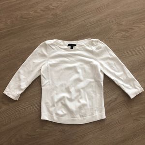 LOFT 3/4 Sleeve White Knit Sweater